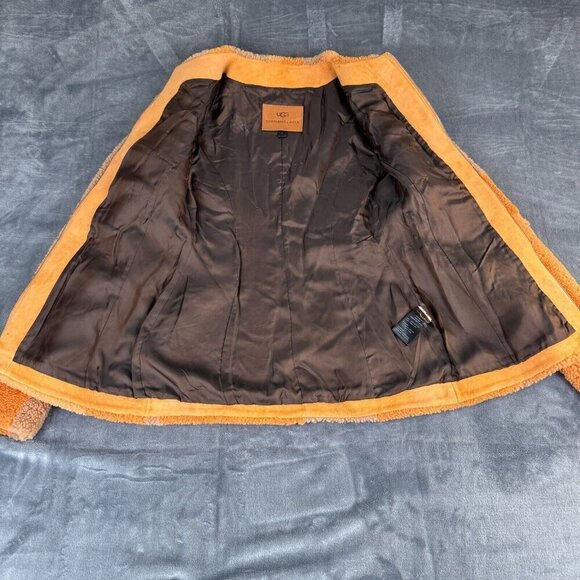 UGG X Eckhaus Latta Women's Jacket Orange Multi Sheepskin Size Small 70's Vibe - Picture 6 of 12